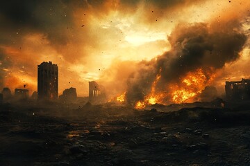 Wall Mural - The elements of this image furnish the Earth apocalypse. Generative Ai