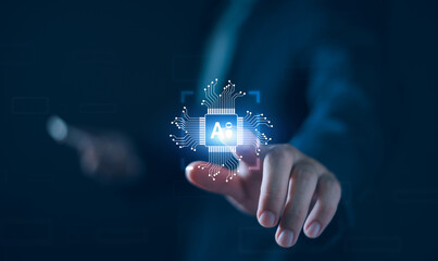 Wall Mural - ai generate processes concept, businessman using technology generative artificial intelligence for b