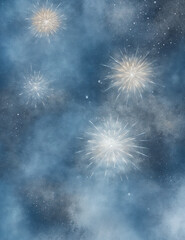 Wall Mural - fireworks in the sky - abstract dark blue background - Generative AI