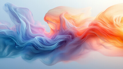 Wall Mural - soft, flowing waves in cool pastel hues evoke a serene, dreamlike abstract vista
