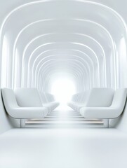 Aufkleber - Futuristic Train Interior with Minimalist, Sleek Design and Innovative Passenger Features