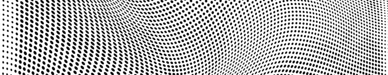 Abstract halftone wave dotted background. Halftone grunge pattern with square. Vector halftone modern pop art twisted texture for poster, cover, business card, postcard, art label layout, sticker.