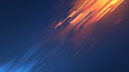 Wall Mural - dynamic blue and orange streaks with halftone dots streak across a dark starry night sky