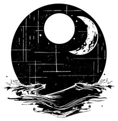 Wall Mural - png surreal aesthetic japanese logo art astronomy symbol.