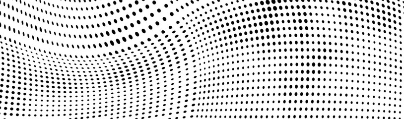 Abstract halftone wave dotted background. Halftone grunge pattern with square. Vector halftone modern pop art twisted texture for poster, cover, business card, postcard, art label layout, sticker.