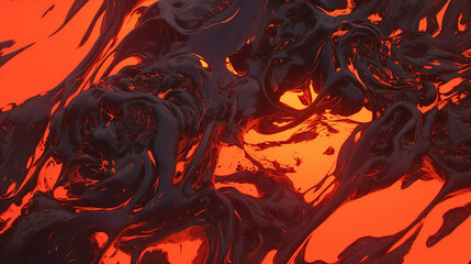 Wall Mural - dark swirls enveloped by fiery orange tones in a dramatic abstract, evoking visions of a mystical fire vortex