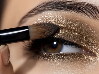 Wall Mural - Beauty portrait with shimmery champagne eyeshadow