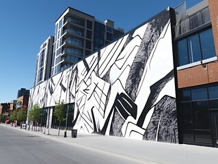 Wall Mural - Black and white graffiti art with bold lines