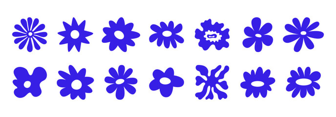 Poster - Vector simple minimal illustrations, simple wavy and groovy. hand drawn naive style, flowers and plants, floral botanic design templates, frames and modern wall art prints, posters, placards, packagin
