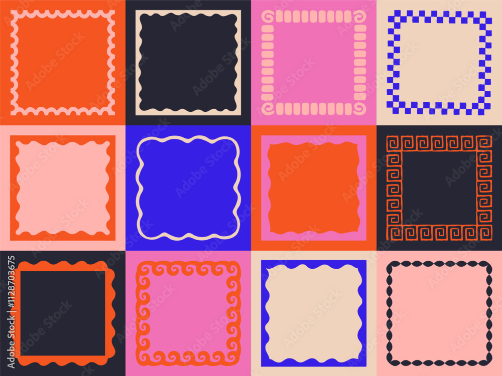 Vector set of hand drawn cut out style square frames and borders ...