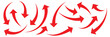 © NOVA STOCK - Red arrows set. Curved arrows. Arrow sign. Set of curved arrows isolated on white background. Curved arrows, hand drawn curved arrows. Collection of pointers. Vector illustration