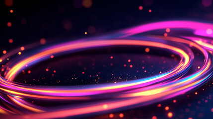 Wall Mural - abstract thin neon pink lines on a black background