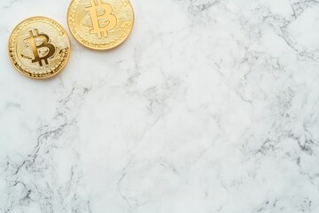 Poster - Futuristic Cryptocurrency Concept on Marble Background Visualizing Modern Fintech Trends