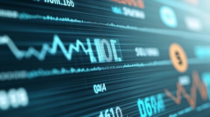 Poster - Dynamic Cryptocurrency Market Screen in Dark Room with Fluctuating Graphs