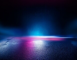 A stage illuminated with vibrant purple and blue lights, creating a dynamic and energetic atmosphere for the performance