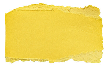 Wall Mural - isolated torn piece of blank yellow paper note cardboard with texture and copy space for text, trans
