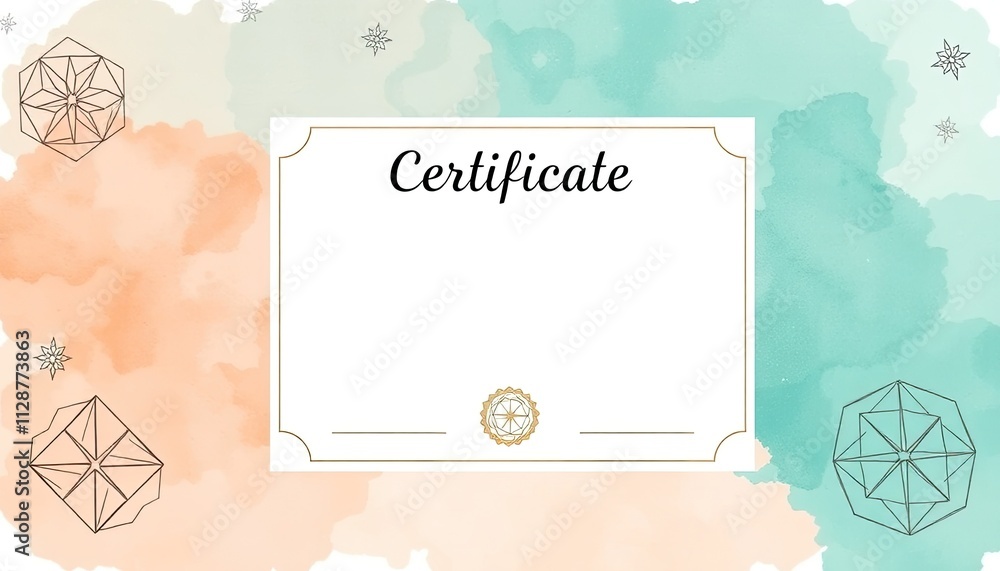 Certificate background with a soft watercolor wash and hand-drawn ...
