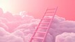 © atipong - Step ladder leading to clouds  Growth future development concept Minimal pink compostition
