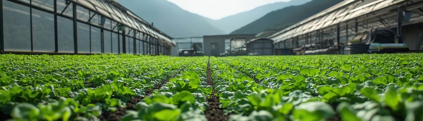 Aufkleber - A hightech farming environment where a farmer uses AI applications to monitor soil and crop health, control automation, and improve plantation output through datadriven decisions