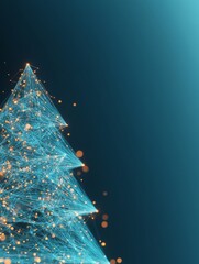 Fototapete - Futuristic Blue and Gold Digital Christmas Tree Design with Blockchain Aesthetic