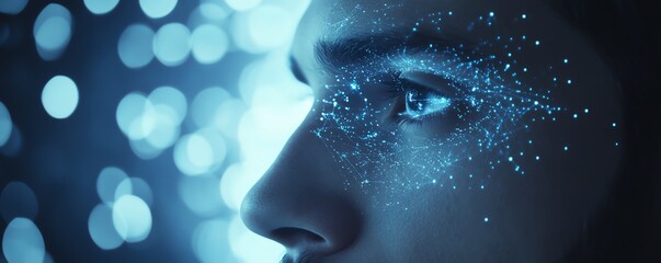 Poster - A man utilizing digital technology for internetbased global connections, empowering business decisions, digital marketing, and banking with big data and online networks
