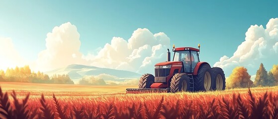 Aufkleber - A modern farm with a farmer using AI technology to analyze data, monitor soil conditions, and control automated systems for efficient plantation and crop growth