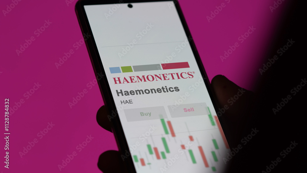 March 26th 2024, logo of Haemonetics on a white wall in a hall building ...