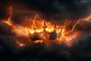 Wall Mural - crown amidst lightning strikes symbolizing immense power