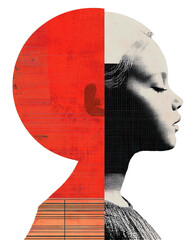 Wall Mural - png a girl illustration collage modern.