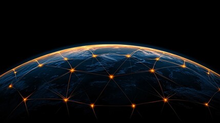 fiber optic data system concept. a digital globe with illuminated network connections, representing 