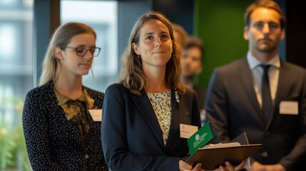 Poster - Participants engage in a conference focused on the intersection of artificial intelligence and sustainable finance.