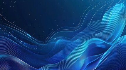 Wall Mural - a blue wave with a lot of dots and lines