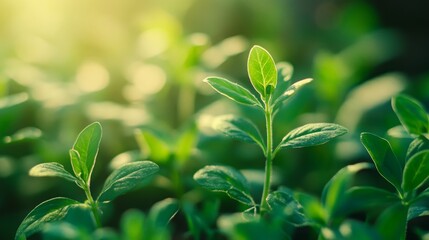 Aufkleber - Fresh green leaves thrive in a natural setting, highlighting the connection between nature and sustainable finance practices.