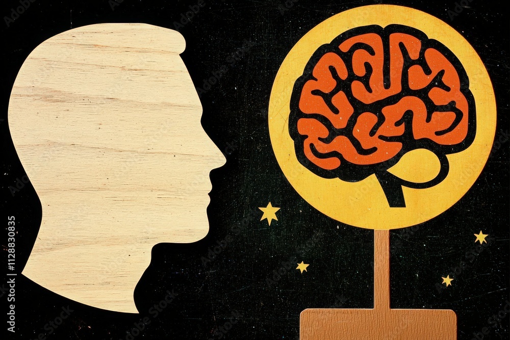 A minimalist illustration showcases the profile of a human head next to a stylized brain design, symbolizing thought, creativity, and knowledge transfer in a visually engaging manner.
