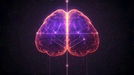 Wall Mural - glowing brain neural network connections.