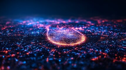 Wall Mural - glowing city lights at night, abstract aerial view.