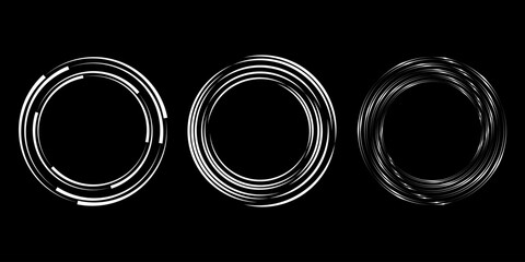 Wall Mural - Set of white lines in circle form. Geometric art. Trendy design element for frame, logo, tattoo, sign, symbol, web, social media, prints, posters, template, pattern and abstract background