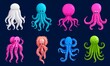 © AI04 - Octopus monster arm isolated cartoon set. Kraken giant marine scary blue and green gradient drawing png. Underwater ocean squid creature part asset collection for aquatic game.