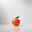 © Kleber - Fresh orange in a minimalist setting with a white background and a bright reflection on a smooth, illuminated surface, generative AI
