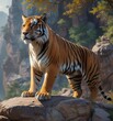 © AiGallery - Rocky outcropping provides a dramatic perch for a regal tiger to survey its kingdom , perch, regal, outcropping