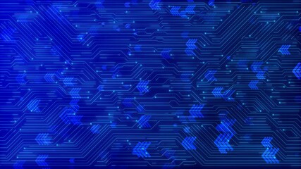 Artificial Intelligence Blue circuit electric line style. Digital futuristic machine learning AI graphic design for website, social media, mobile app. processor Quantum computer, large data processing