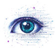 © seksun - AI Eye Icon: A futuristic eye with digital patterns symbolizing AI vision and image processing, placed on a white background