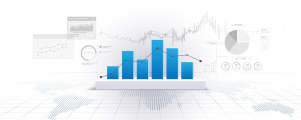 Wall Mural - financial technology graph background stock market investment business analysis