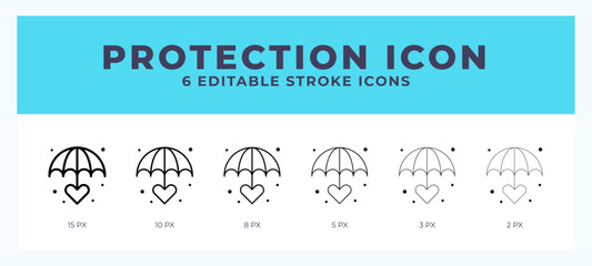 Protection icon with editable stroke. Outline icon vector illustration.