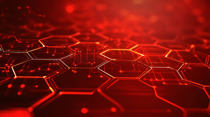 Poster - A futuristic red cyberspace background featuring digital connectors forming intricate patterns, evoking advanced technology and innovation.

