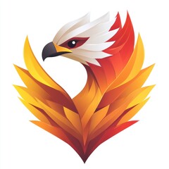 Wall Mural - Fiery phoenix bird head and wings design.