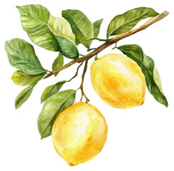 png lemon tree branch lemons watercolor fruit.