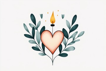 Poster - A simple 2D design of a heart surrounded by glowing tears and smiles, symbolizing mixed emotions, drawn with soft pastel tones