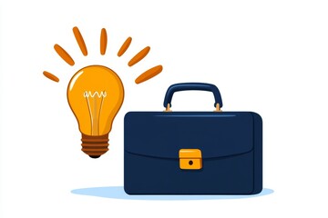 Poster - A simple graphic of a briefcase and a light bulb combined, representing business ideas and innovation