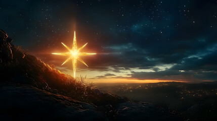 Wall Mural - a star symbolizing the birth of jesus christ at christmas.